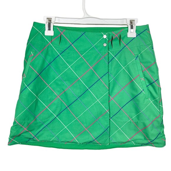 Nike Golf Reversible Skirt Womens 4 Green Plaid Shell Lightweight Preppy Active - Picture 1 of 16